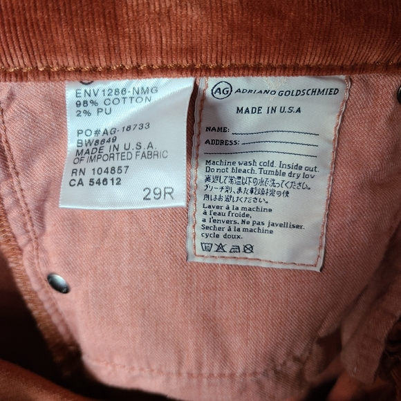 AG The Stevie Ankle Rust Corduroy Pants - Picture 6 of 9